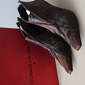 Donald J. Pliner Distressed Brown Ankle Booties